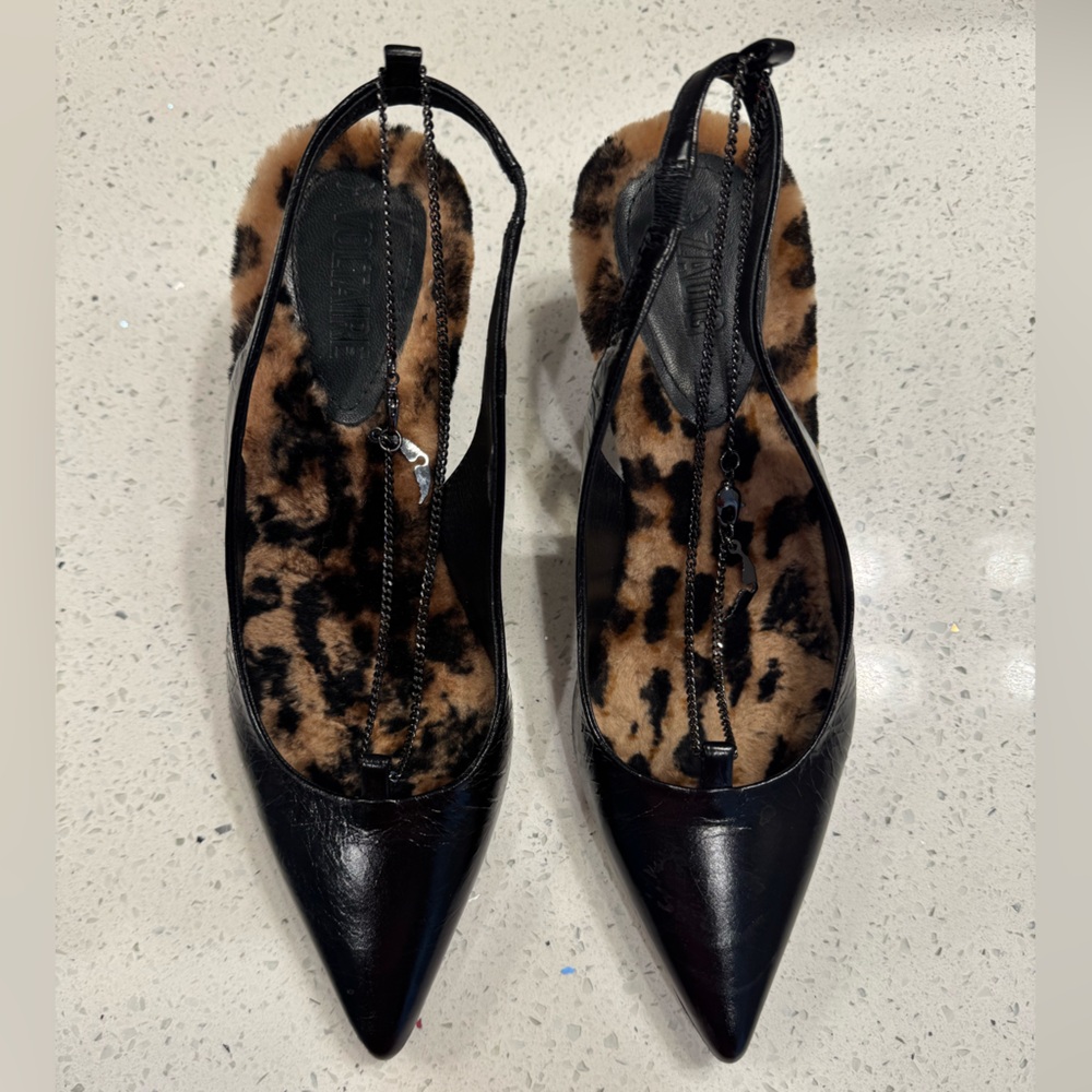 Zadig & Voltaire Black and Leopard Print Flats